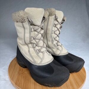 Sorel Cumberland Thinsulate Winter Snow Boots Cream‎ Shearling Lace Up Womens 7